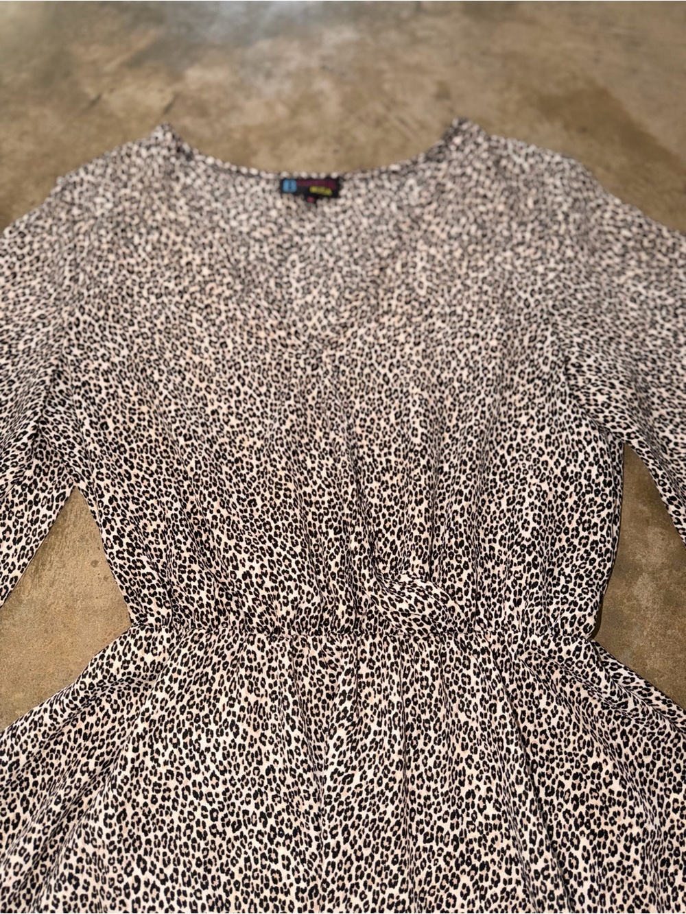 Y2K Leopard Print Peplum Top M (Fit S) B Famous USA Flutter Sleeve - Picture 2 of 10